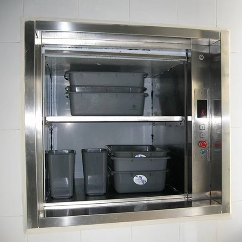 VTEF110 Restaurant Service Food Elevator Automatic Door Gearless Traction AC Drive PVC Floor Durable Safe para sa Mga Hotel Villa Mga Kusina