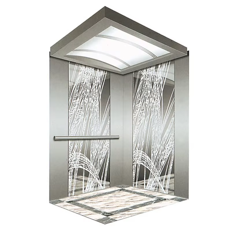 VTSP131 Modern Commercial Elevator Cabin na may Stainless Steel Low Noise Anti-Slip Floor at LED Panels
